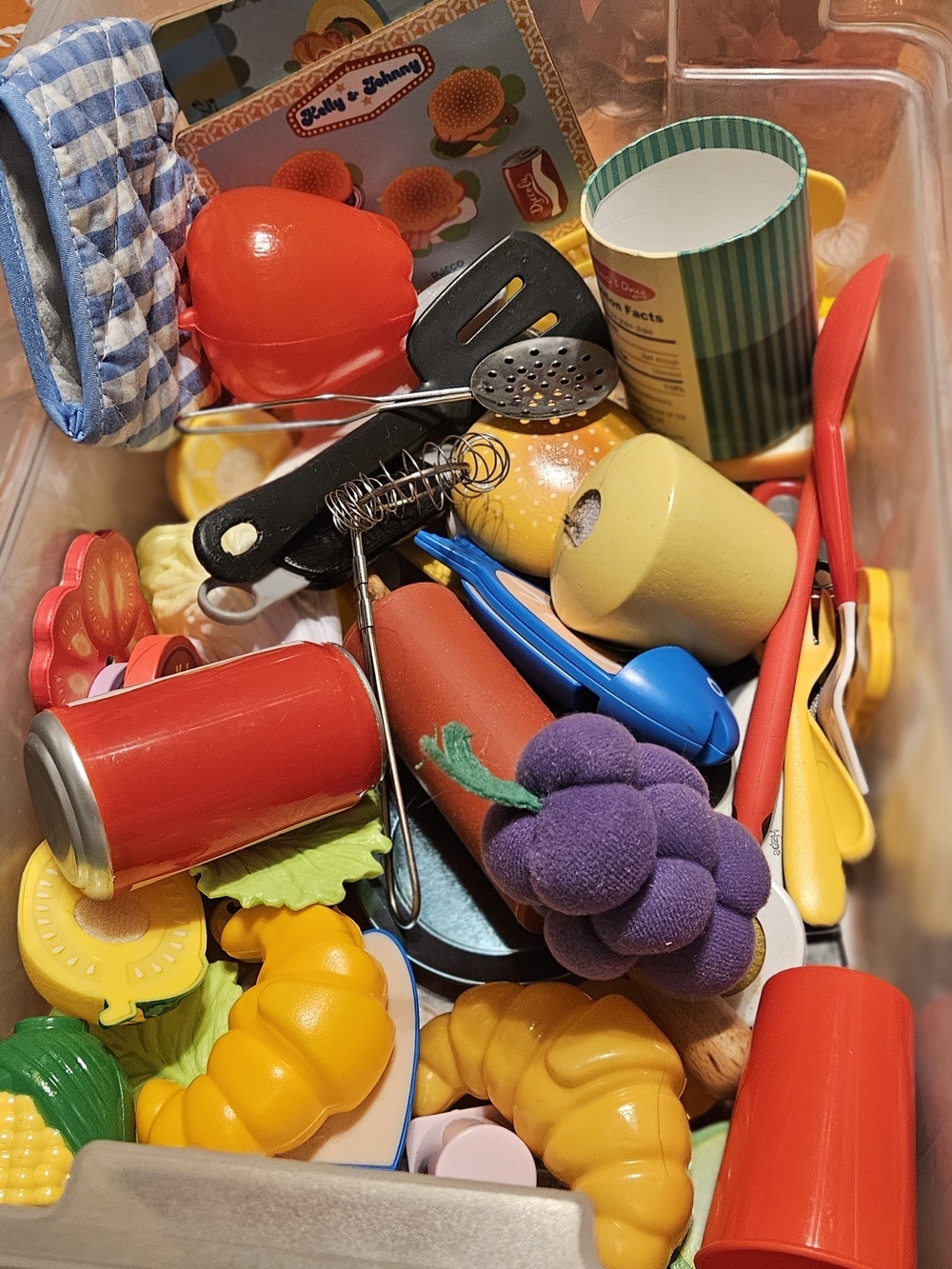 Kids Play Kitchen Accessory Set - Red, Yellow, Purple Play Food